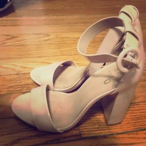Nude block heels